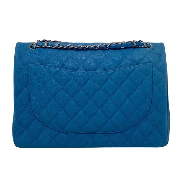 Chanel Maxi Suede Caviar Classic Flap Bag Blue - Picture 3 of 13